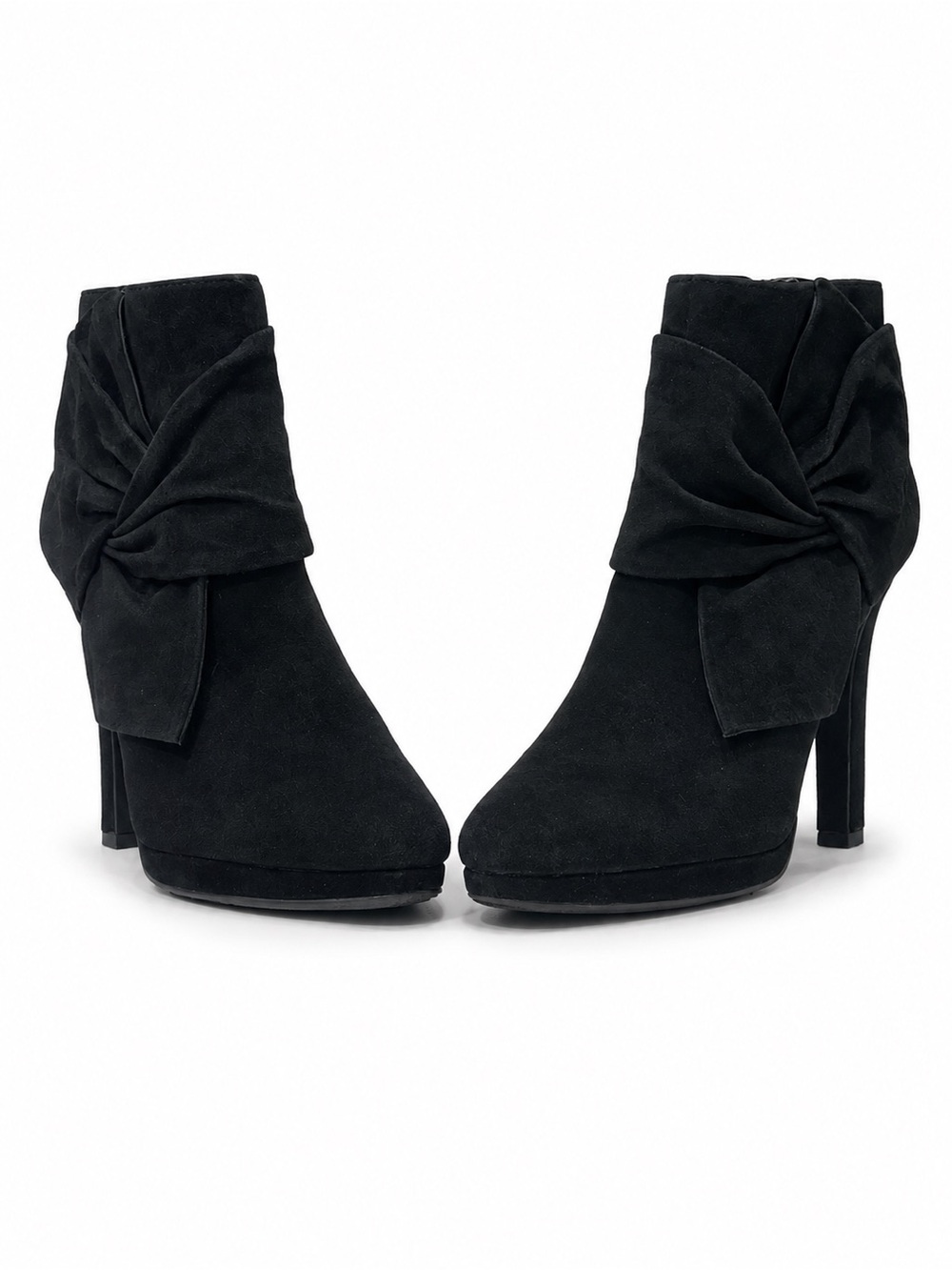 Gianni Bini Black Suede Knot Ankle Boots - Women